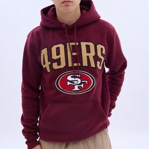 Rare - San Francisco 49ers NFL Burgundy Hoodie Fleece Lined Pullover Adult Large